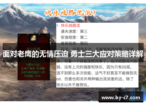 面对老鹰的无情压迫 勇士三大应对策略详解